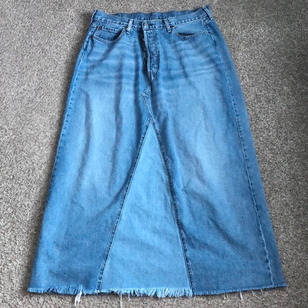 Denim Maxi Skirt in Light Blue - Casual A-Line Style